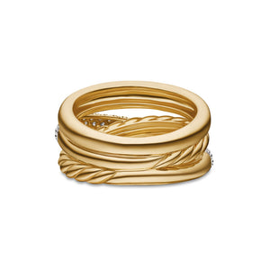 David Yurman Pave Crossover Five Row Ring in 18K Yellow Gold with Diamonds, 17.7mm