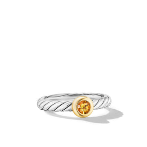 DY Petite Cable Ring in Sterling Silver with 14K Yellow Gold, 2.8mm