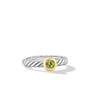 DY Petite Cable Ring in Sterling Silver with 14K Yellow Gold, 2.8mm