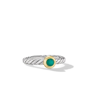 DY Petite Cable Ring in Sterling Silver with 14K Yellow Gold, 2.8mm