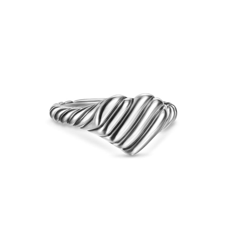 DY 9MM Sculpted Cable Heart Pinky Ring in Sterling Silver