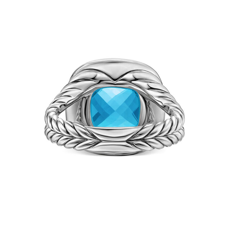 David Yurman Albion® Ring in Sterling Silver with Blue Topaz and Diamonds, 11mm - NAGI
