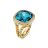 DY Albion Ring in 18K Yellow Gold with Hampton Blue Topaz and Diamonds, 15mm