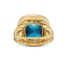 DY Albion Ring in 18K Yellow Gold with Hampton Blue Topaz and Diamonds, 15mm