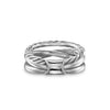 David Yurman Crossover Three Row Ring in Sterling Silver with 18K Yellow Gold and Diamonds, 7mm