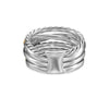 David Yurman Crossover Five Row Ring in Sterling Silver with 18K Yellow Gold and Diamonds, 11mm