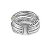 David Yurman 7-Row Crossover Silver 18K Yellow Gold Diamond Ring