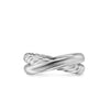 David Yurman Crossover Two Row Ring in Sterling Silver with Diamonds, 7.5mm