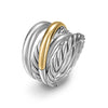 David Yurman Crossover Five Row Ring in Sterling Silver with 14K Yellow Gold, 17.5mm - NAGI