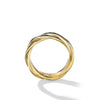 DY Gents Helios Band Ring in 18K Yellow Gold with Forged Carbon, 6mm