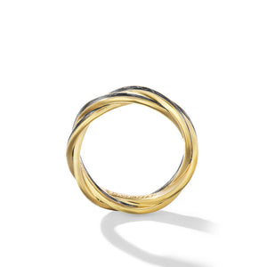 DY Gents Helios Band Ring in 18K Yellow Gold with Forged Carbon, 6mm