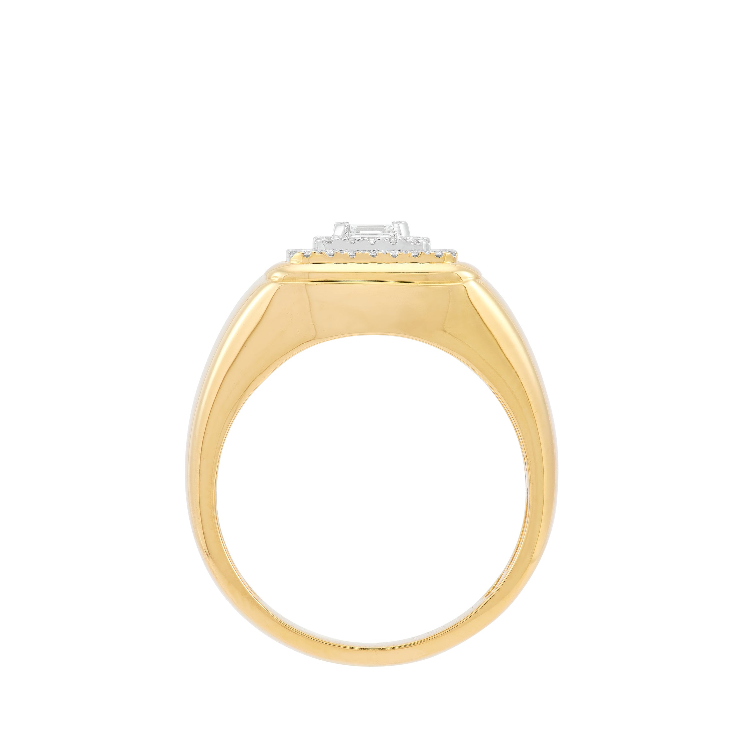 14K Yellow Gold Gents Diamond Signet Ring - NAGI