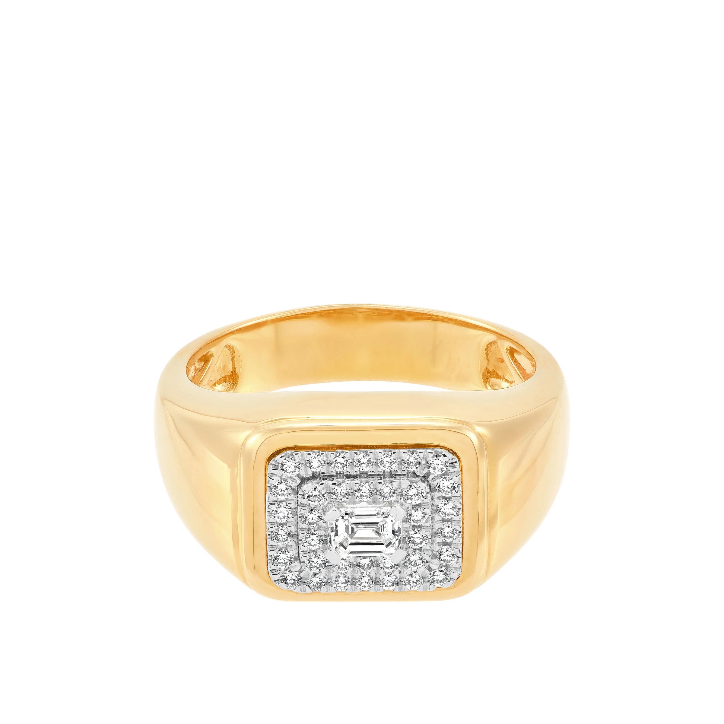 14K Yellow Gold Gents Diamond Signet Ring - NAGI