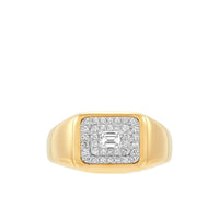 14K Yellow Gold Gents Diamond Signet Ring - NAGI