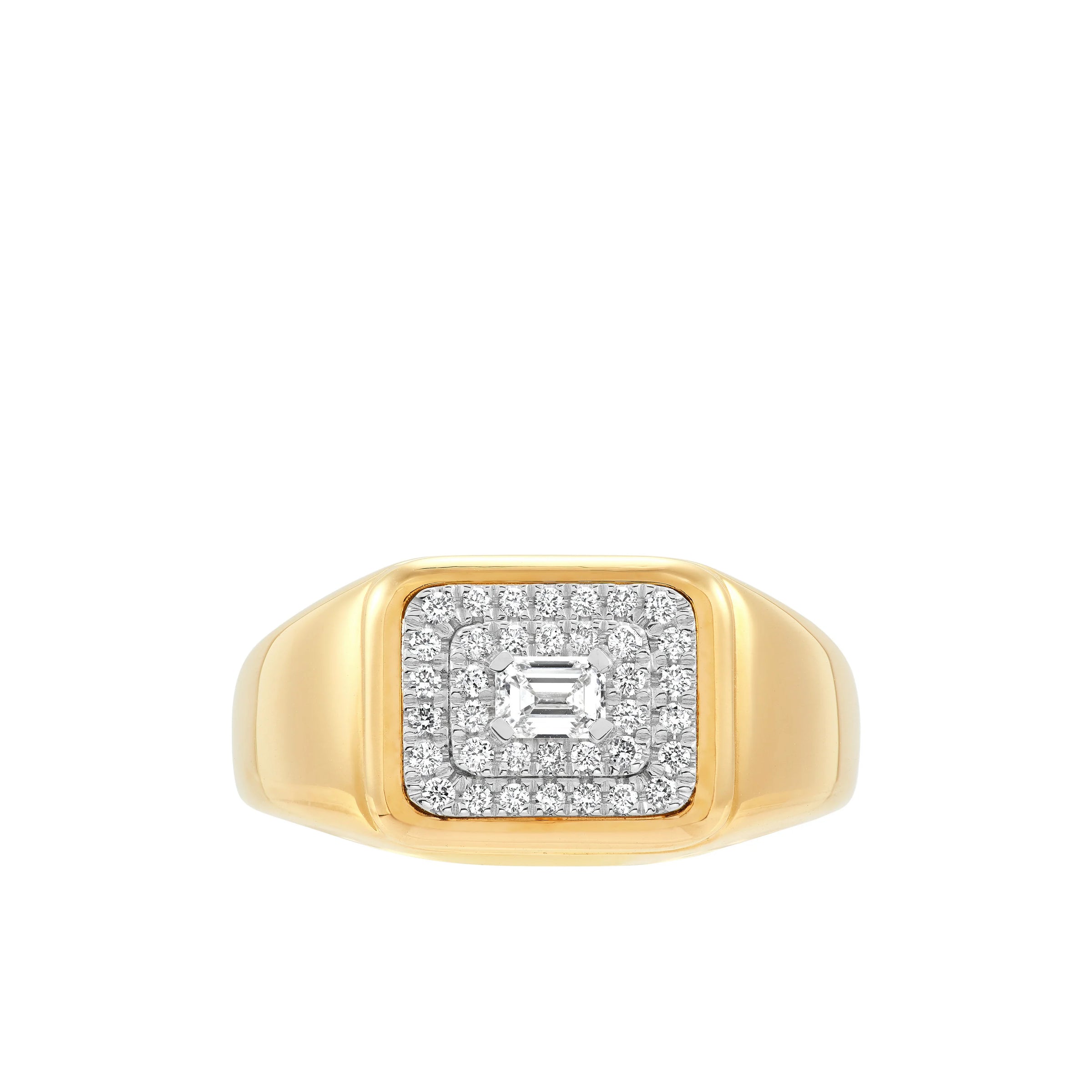 14K Yellow Gold Gents Diamond Signet Ring - NAGI