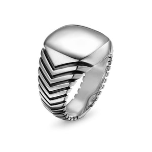 David Yurman Gents Chevron Signet Ring in Sterling Silver, 18mm