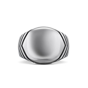 David Yurman Gents Chevron Signet Ring in Sterling Silver, 18mm