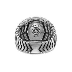 David Yurman Gents Chevron Signet Ring in Sterling Silver, 18mm