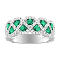 18K White Gold Emerald and Diamond Geometric Ring