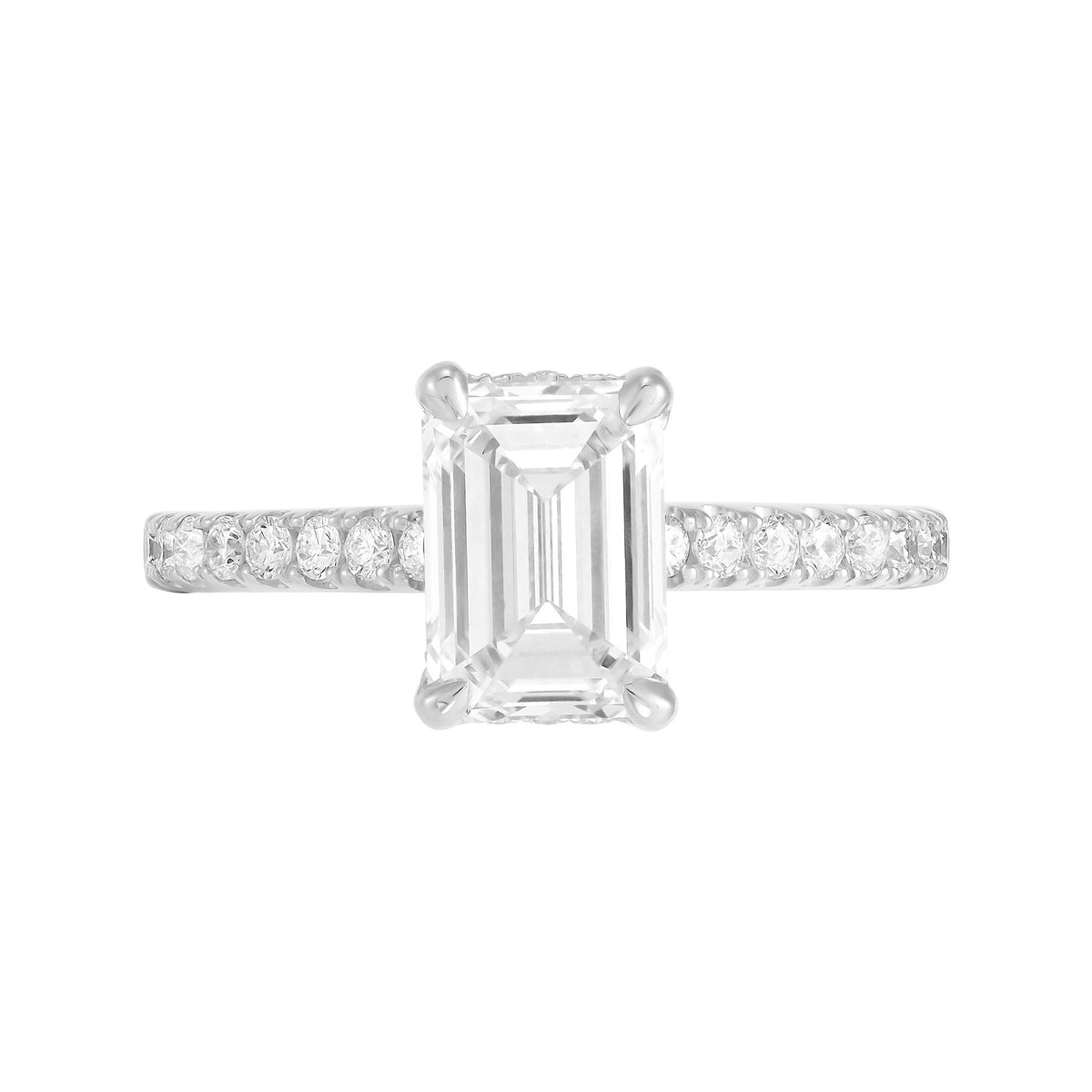 14K White Gold Lab-Grown Diamond Emerald Cut Engagement Ring