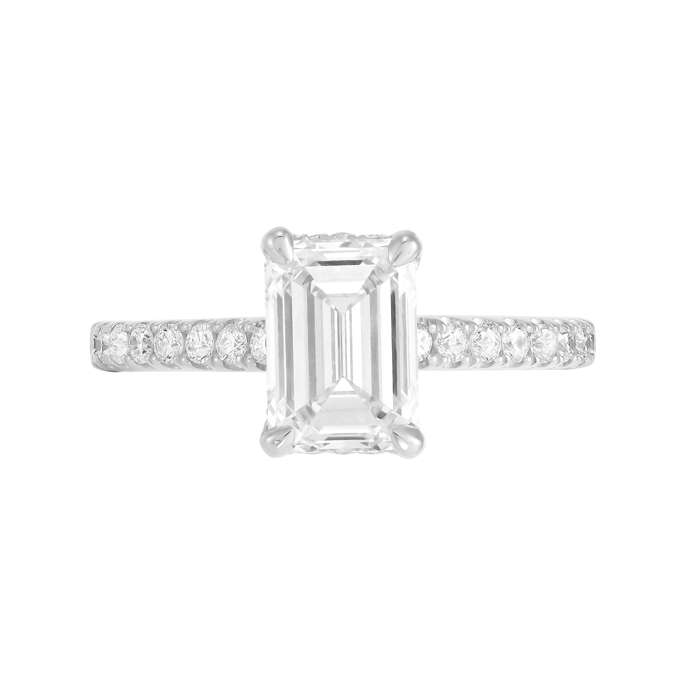 14K White Gold Lab-Grown Diamond Emerald Cut Engagement Ring - NAGI