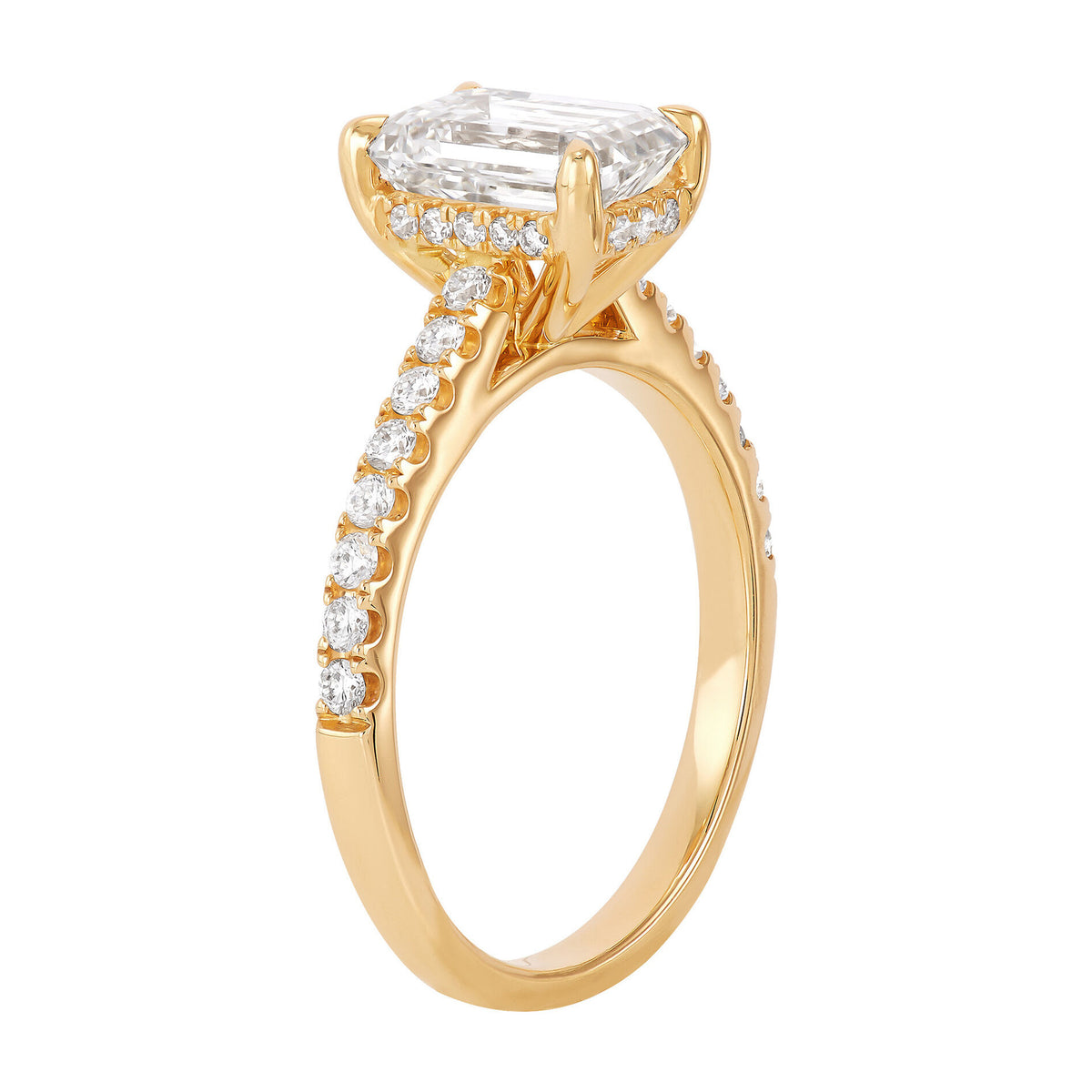 14K Yellow Gold Lab-Grown Diamond Emerald Cut Engagement Ring - NAGI