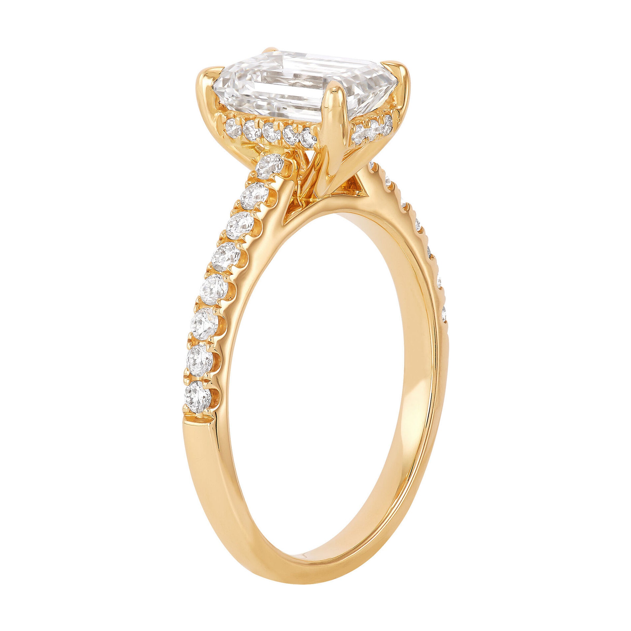 14K Yellow Gold Lab-Grown Diamond Emerald Cut Engagement Ring - NAGI