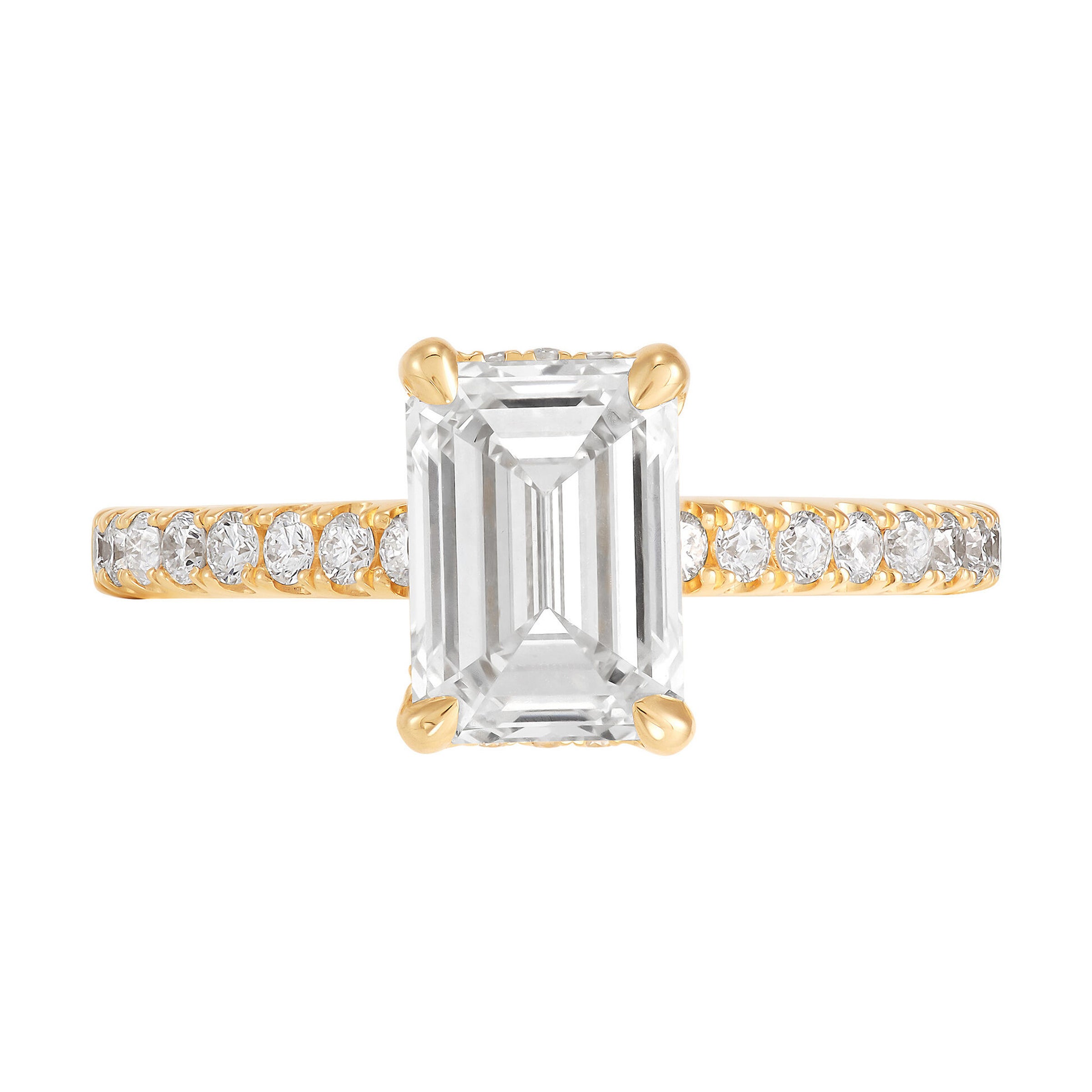 14K Yellow Gold Lab-Grown Diamond Emerald Cut Engagement Ring - NAGI