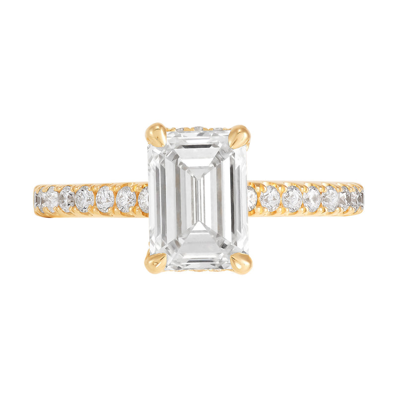 14K Yellow Gold Lab-Grown Diamond Emerald Cut Engagement Ring - NAGI