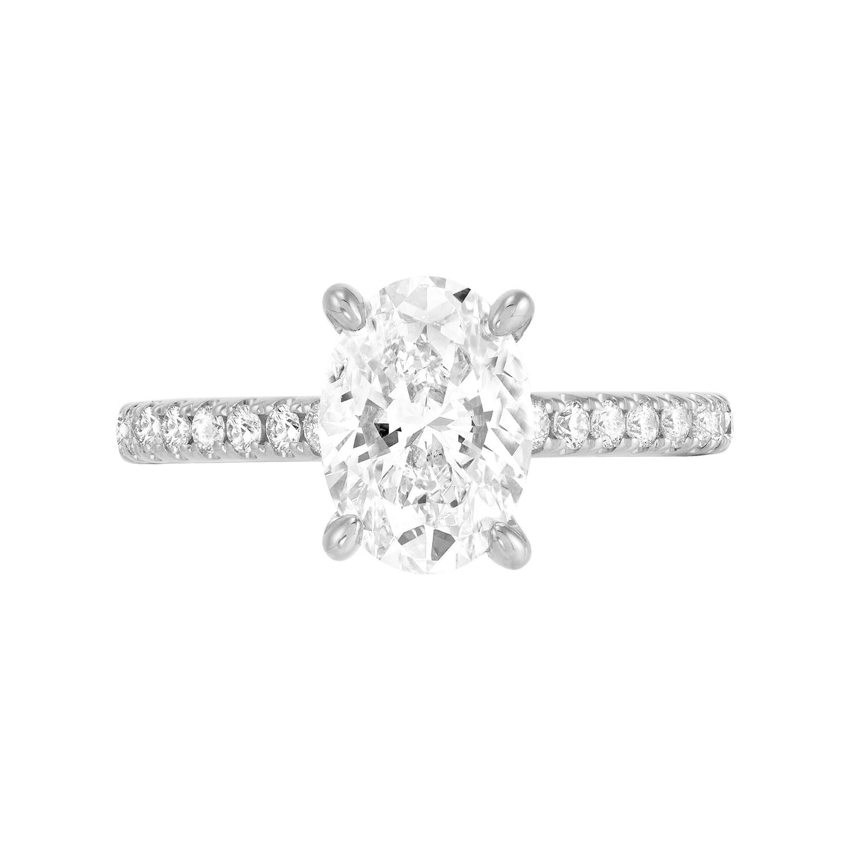 14K White Gold Lab-Grown Diamond Oval Hidden Halo Engagement Ring