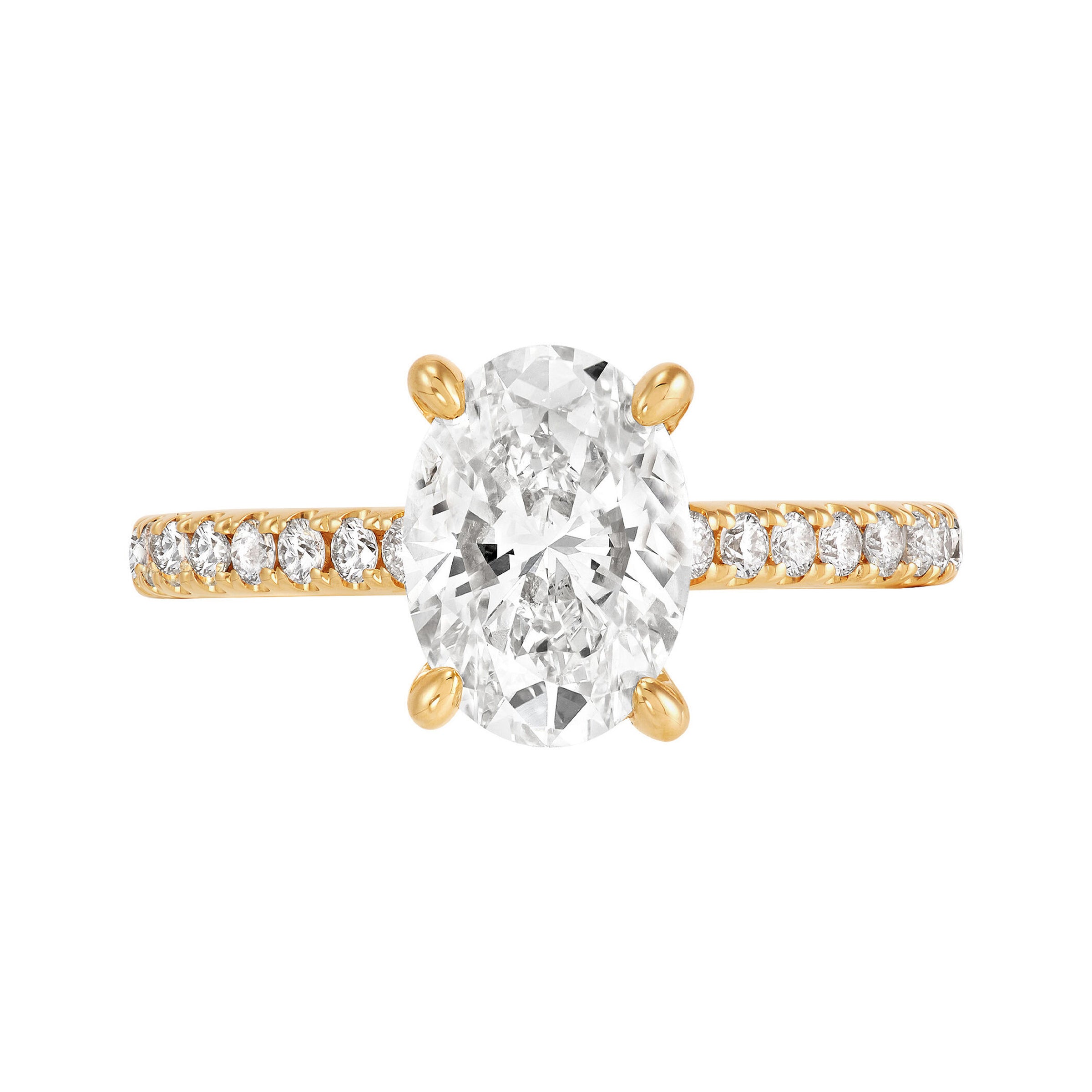 14K Yellow Gold Lab-Grown Diamond Oval Hidden Halo Engagement Ring