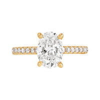 14K Yellow Gold Lab-Grown Diamond Oval Hidden Halo Engagement Ring - NAGI