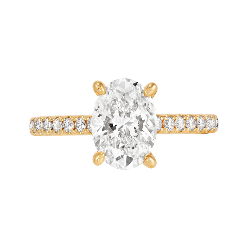 14K Yellow Gold Lab-Grown Diamond Oval Hidden Halo Engagement Ring - NAGI