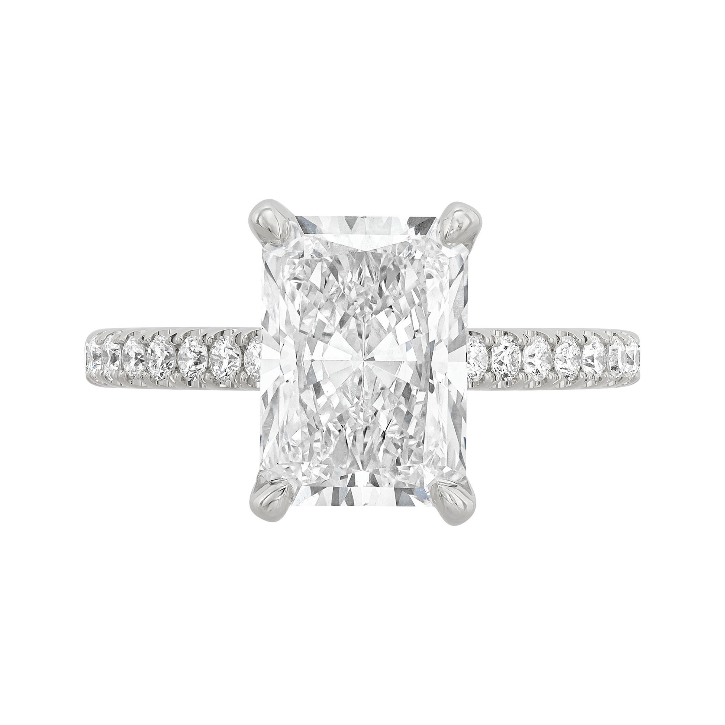 14K Whte Gold Lab-Grown Radiant Cut Diamond Engagement Ring - NAGI