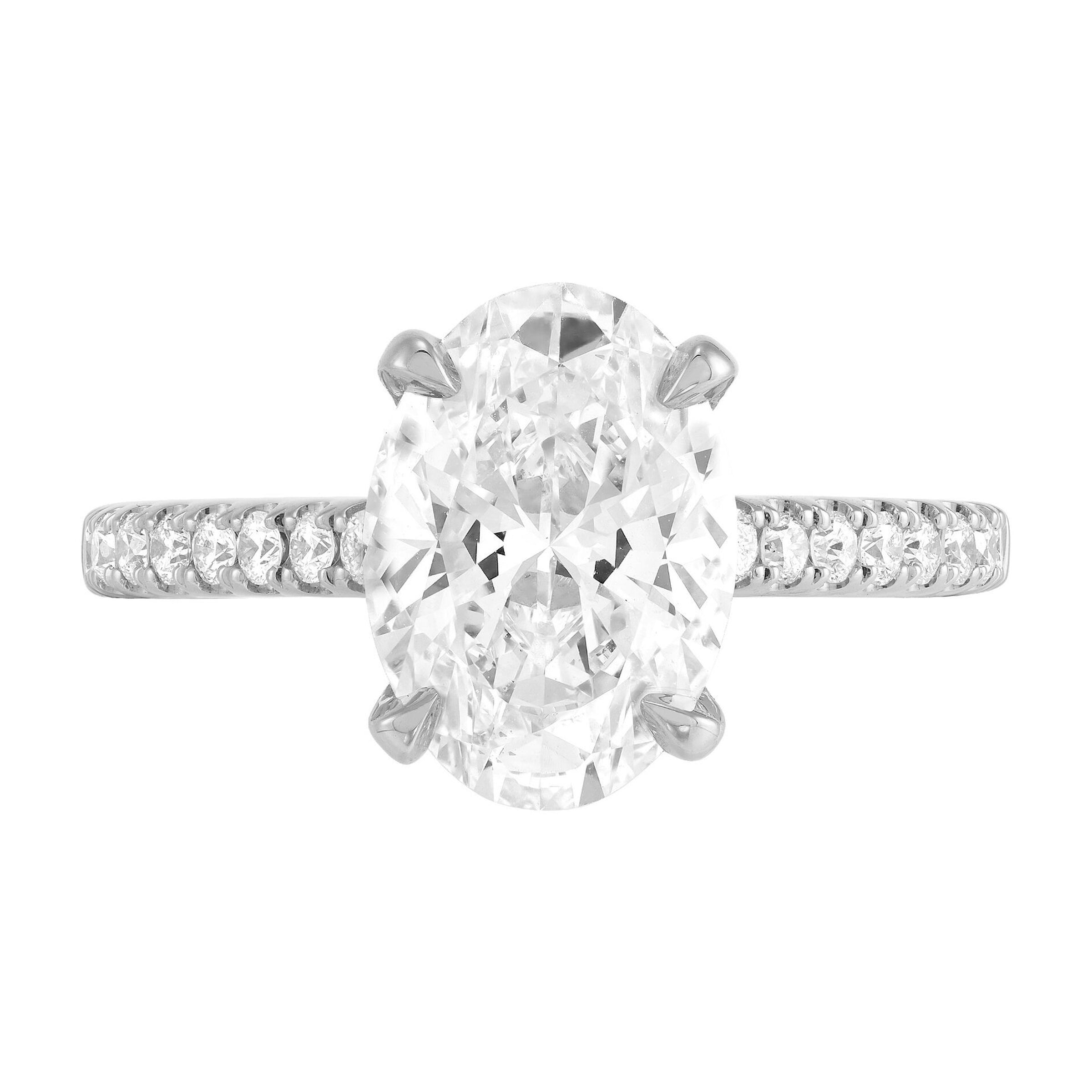 14K Whte Gold Lab-Grown Oval Cut 5 Carat Diamond Engagement Ring