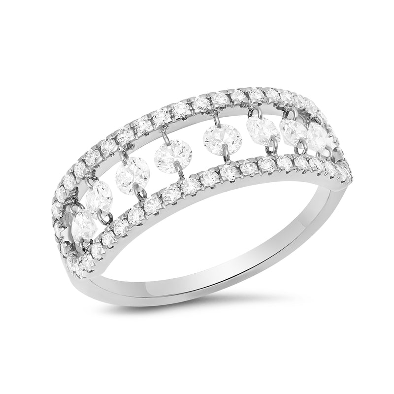 18K White Gold Drilled Set Diamond Ring - NAGI