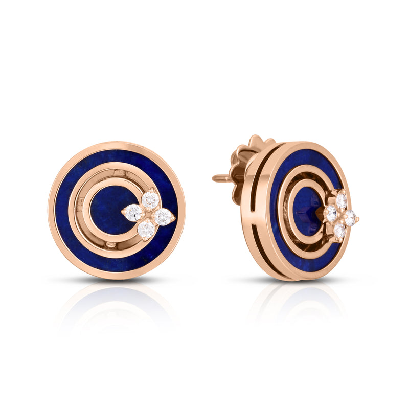 Roberto Coin 18K Rose Gold Love in Verona Lapis Diamond Stud Earrings