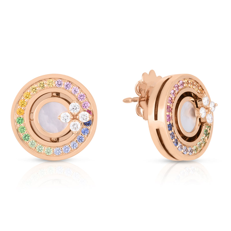 Roberto Coin 18K Rose Gold Love in Verona Rainbow Stud Earrings