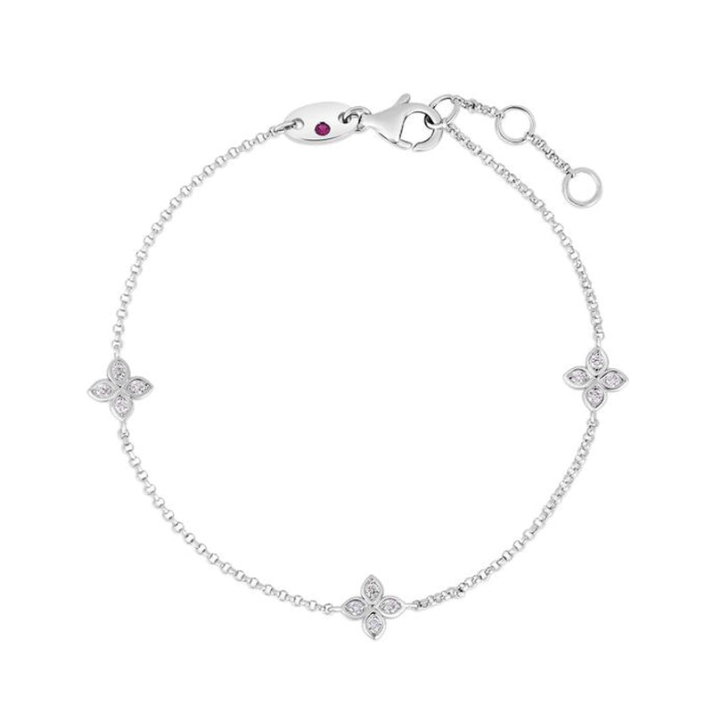 Roberto Coin 18K White Gold 3 Station Diamond Bracelet