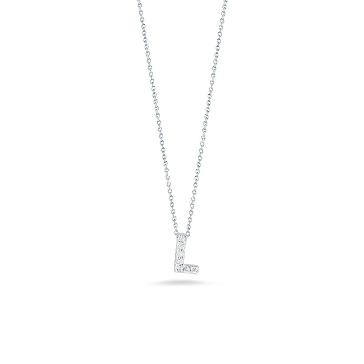 Roberto Coin 18K White Gold Tiny Treasures Diamond L Necklace