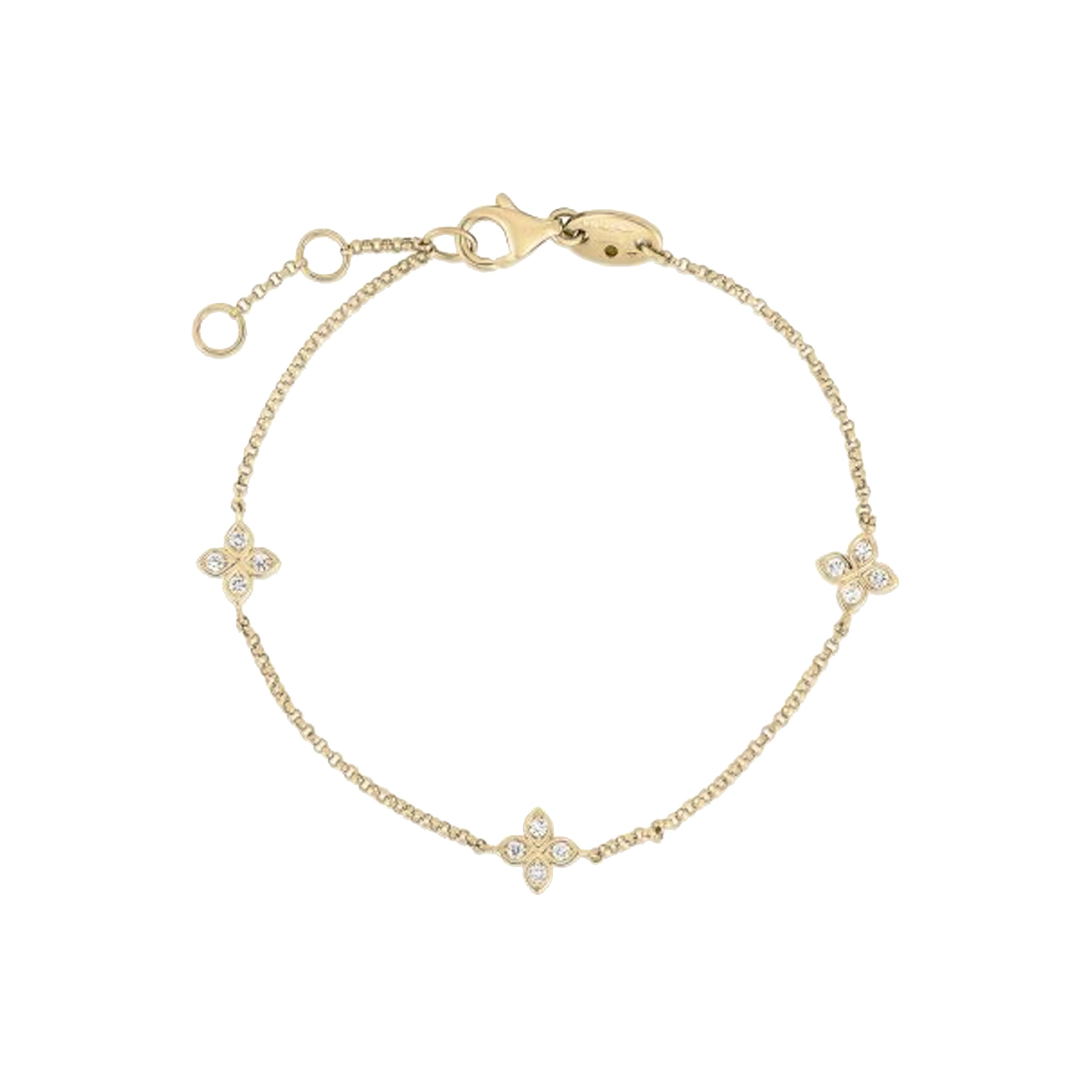 Roberto Coin 18K Yellow Gold 3 Station Diamond Bracelet