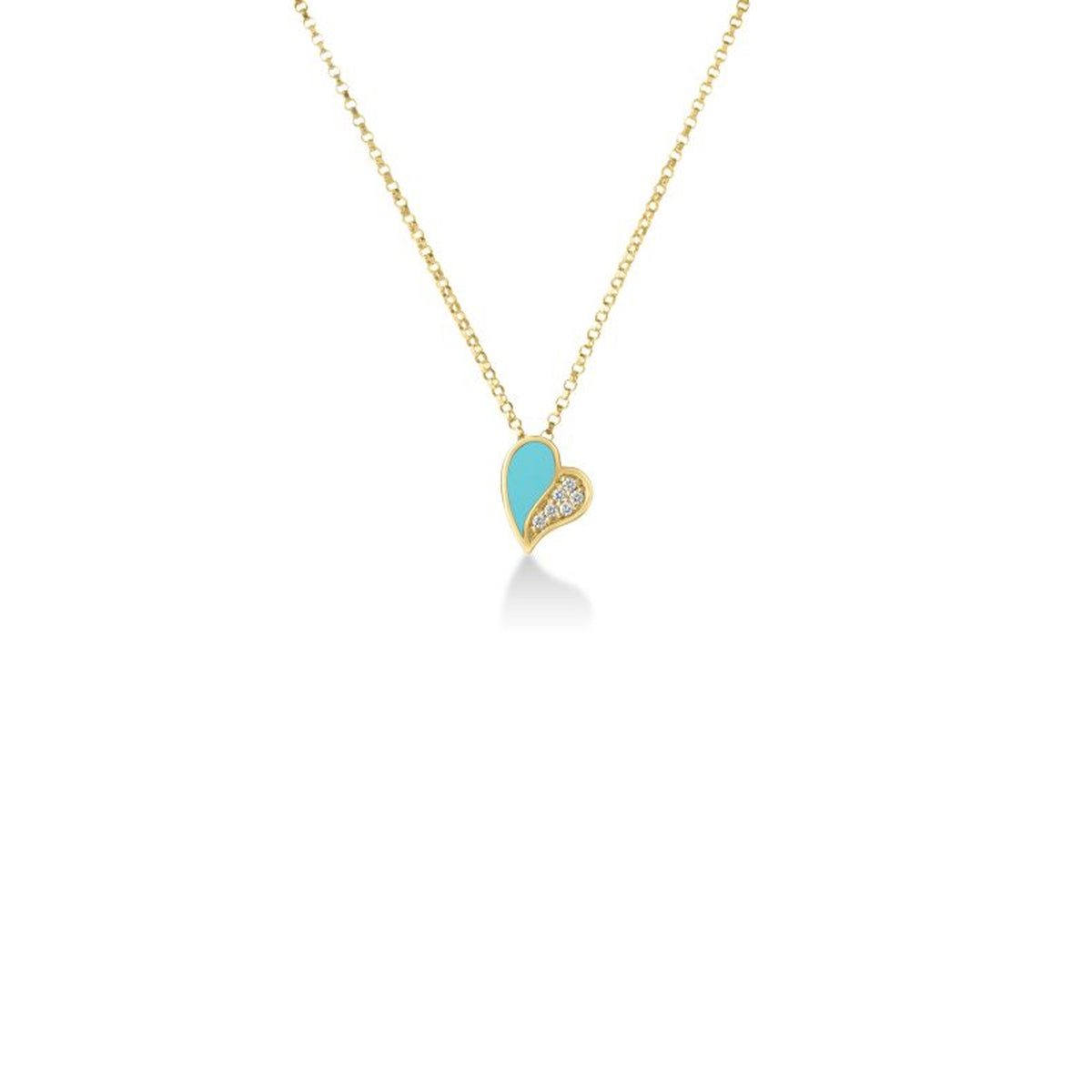 Roberto Coin 18K Yellow Gold Cyan Enamel Heart Necklace