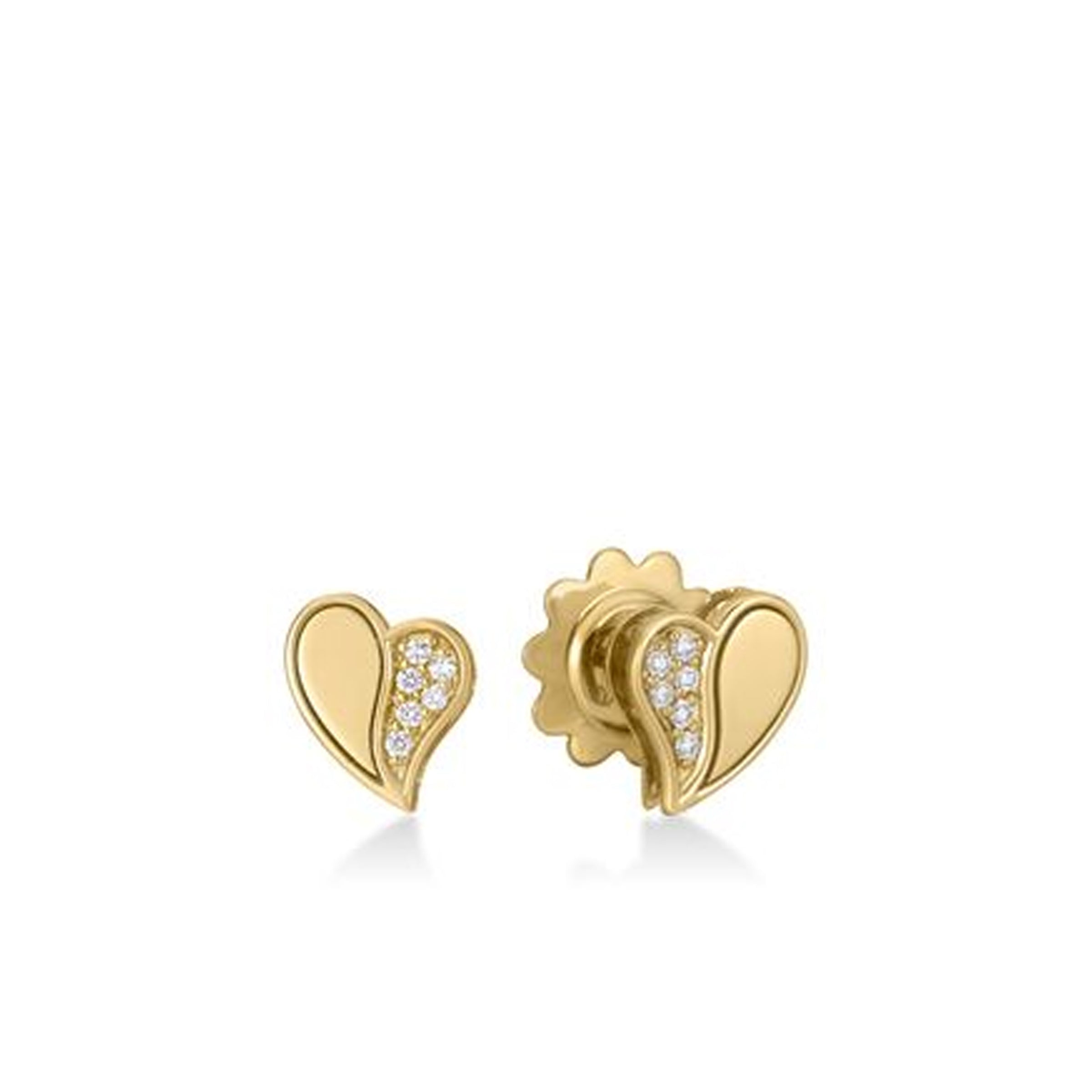 Roberto Coin 18K Yellow Gold Diamond Heart Stud Earrings