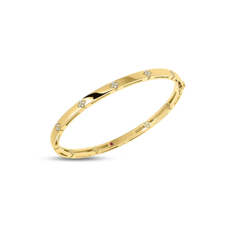 Roberto Coin 18K Yellow Gold Love In Verona Narrow Diamond Bangle Bracelet