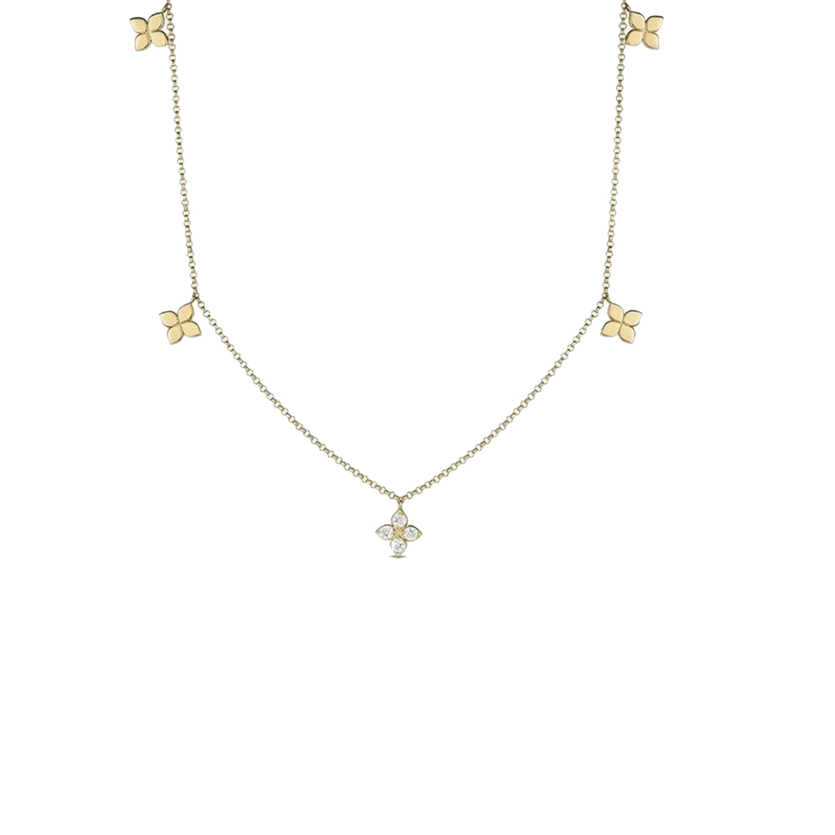 Roberto Coin 18K Yellow Gold Love In Verona Small Flower Station Necklace