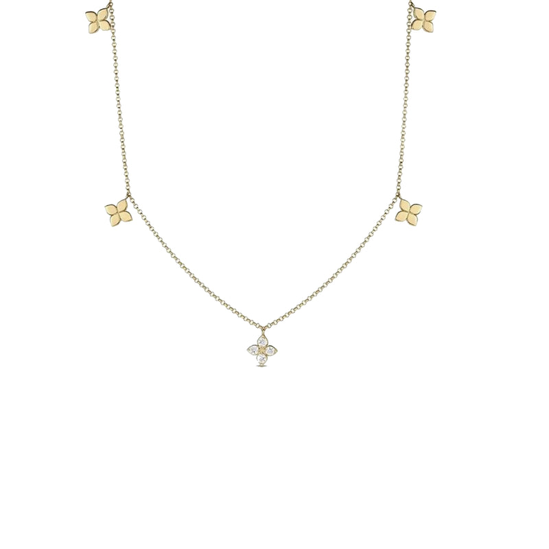 Roberto Coin 18K Yellow Gold Love In Verona Small Flower Station Necklace
