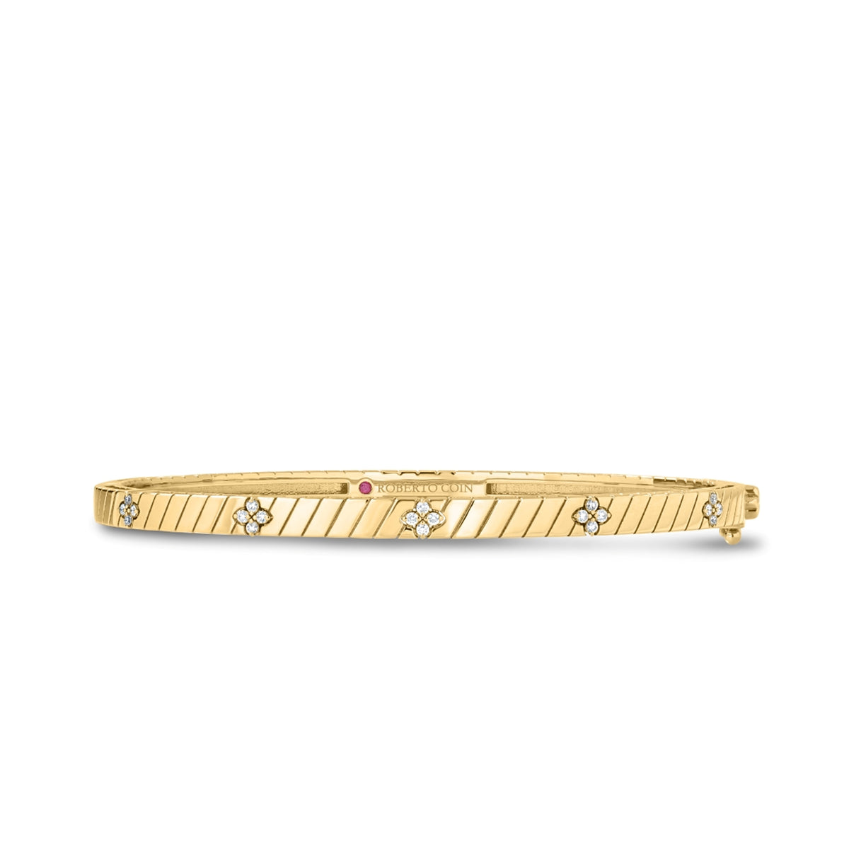 Roberto Coin 18K Yellow Gold Love in Verona Ridged Diamond Bangle