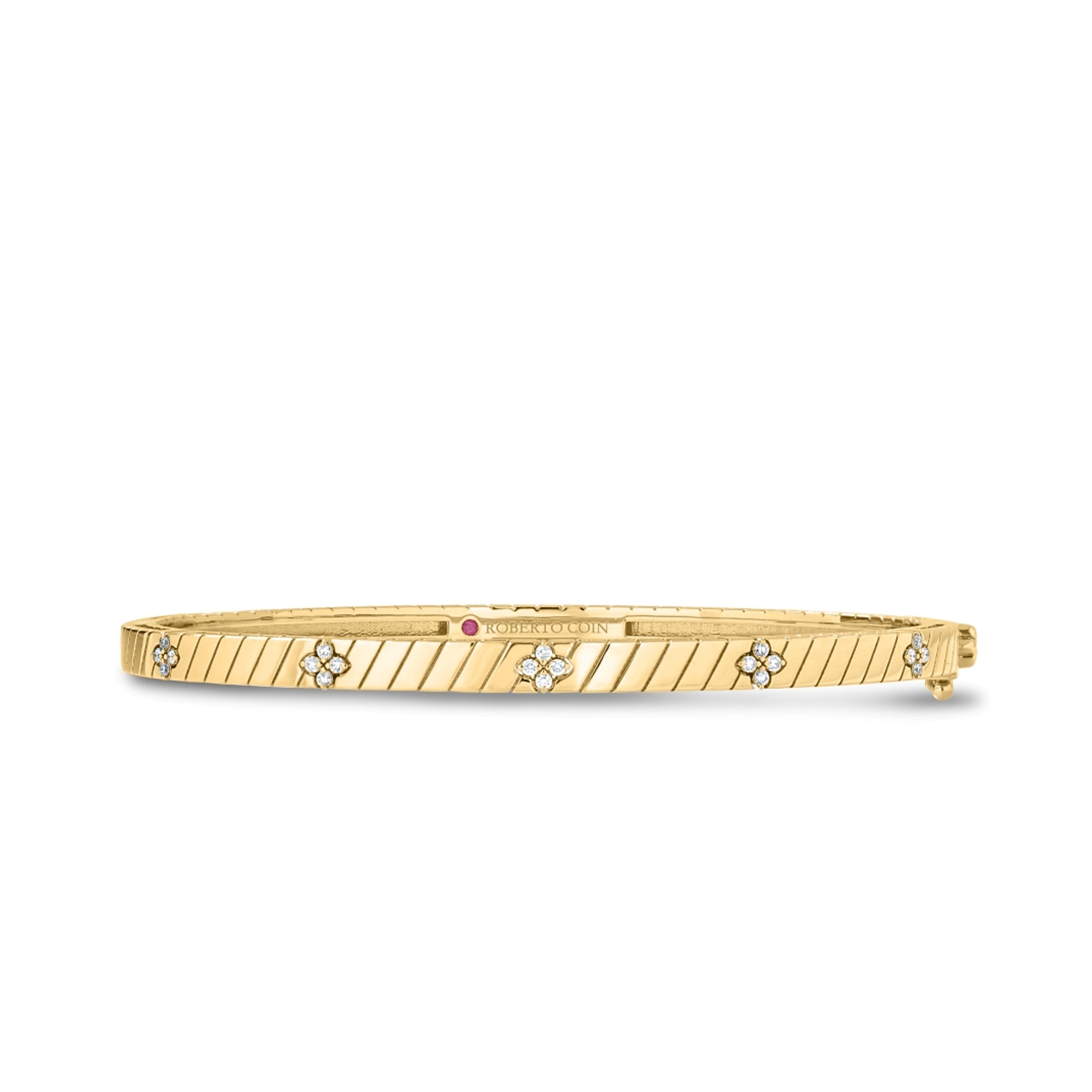 Roberto Coin 18K Yellow Gold Love in Verona Ridged Diamond Bangle