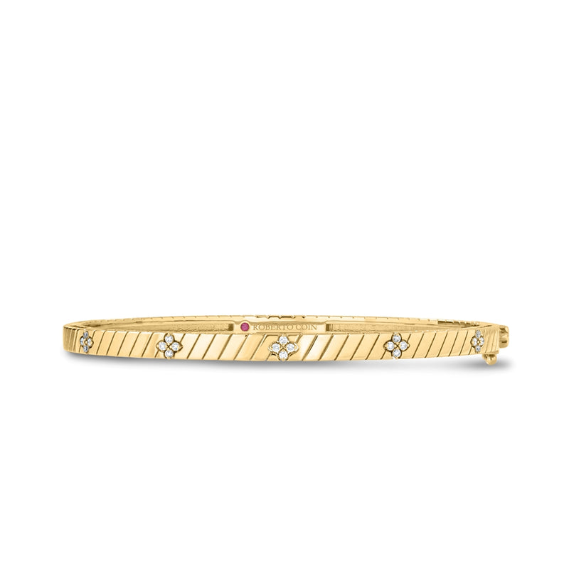 Roberto Coin 18K Yellow Gold Love in Verona Ridged Diamond Bangle