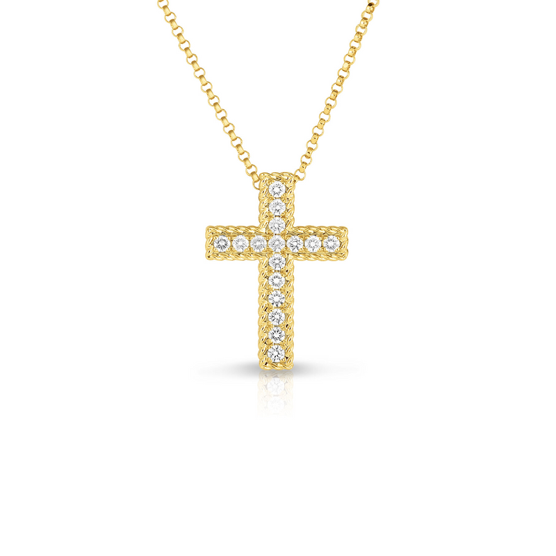 Roberto Coin 18K Yellow Gold Princess Diamond Cross Necklace
